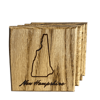 Photoroom_20250213_135445 New Hampshire State Coasters - Red Oak Wood - Rustic New England Decor - Housewarming Gift - Set of 4