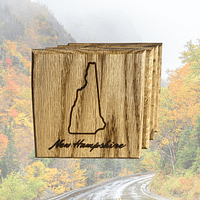 Untitled design(12) copy New Hampshire State Coasters - Red Oak Wood - Rustic New England Decor - Housewarming Gift - Set of 4