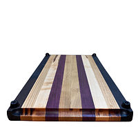 4 Edge Grain Hardwood Cutting Board – Ambrosia Maple, Cherry, Peruvian Walnut & Purpleheart (8″ × 15″ × 1.25″)