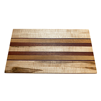 1 Edge Grain Hardwood Cutting Board with Feet | 16 x 9 x 1.25 | Ambrosia Maple, Cherry, Purpleheart & Bloodwood