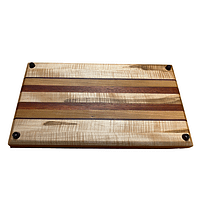 2 Edge Grain Hardwood Cutting Board with Feet | 16 x 9 x 1.25 | Ambrosia Maple, Cherry, Purpleheart & Bloodwood
