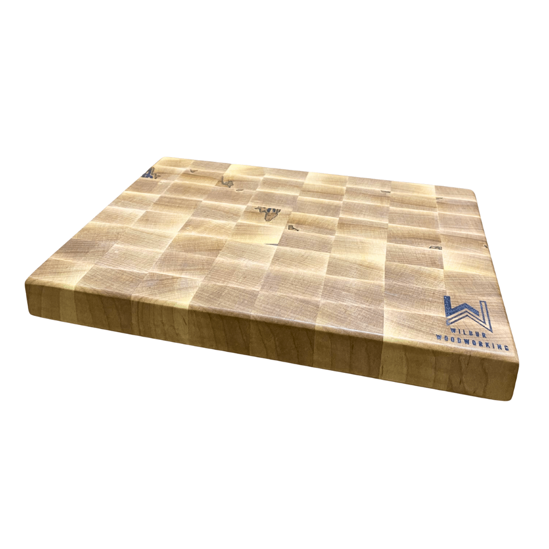 End Grain Hardwood Cutting Board – Curly Ambrosia Maple (11″ × 8″ × 1.5″)