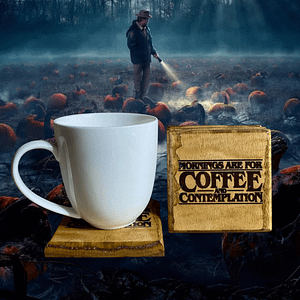 Coffee and Contemplation Coasters - Stranger Things - Red Oak Wood Drink Coasters - Set of 4