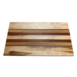 Edge Grain Hardwood Cutting Board with Feet | 16 x 9 x 1.25 | Ambrosia Maple, Cherry, Purpleheart & Bloodwood