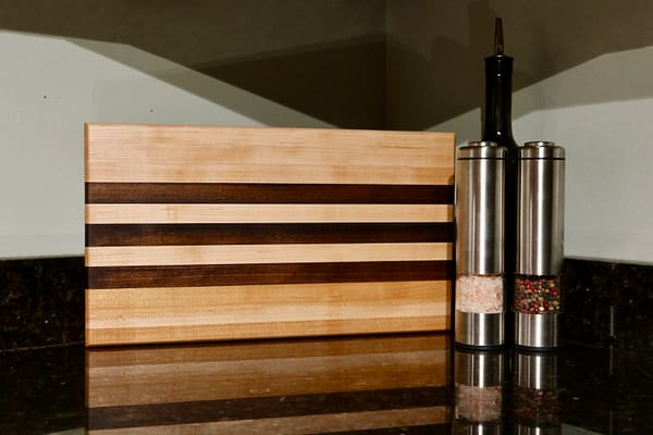 img_1354 Edge Grain Hardwood Cutting Board β 15.5β x 9β x 1.5β (Maple & Peruvian Walnut)