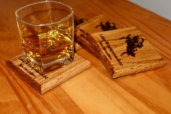 img_1406 Lake Winnipesaukee Design Red Oak Coasters – Set of 4