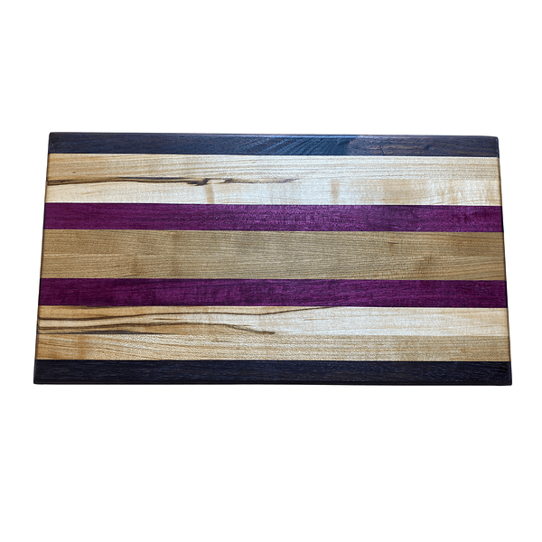 1 Edge Grain Hardwood Cutting Board – Ambrosia Maple, Cherry, Peruvian Walnut & Purpleheart (8″ × 15″ × 1.25″)