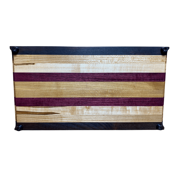 2 Edge Grain Hardwood Cutting Board – Ambrosia Maple, Cherry, Peruvian Walnut & Purpleheart (8″ × 15″ × 1.25″)