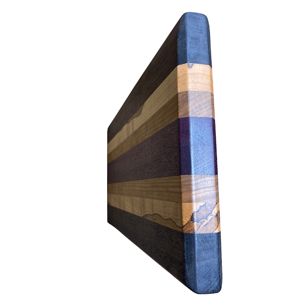 6 Edge Grain Hardwood Cutting Board – Cherry, Ambrosia Maple, Peruvian Walnut & Purpleheart (8″ × 15″ × 1.25″)