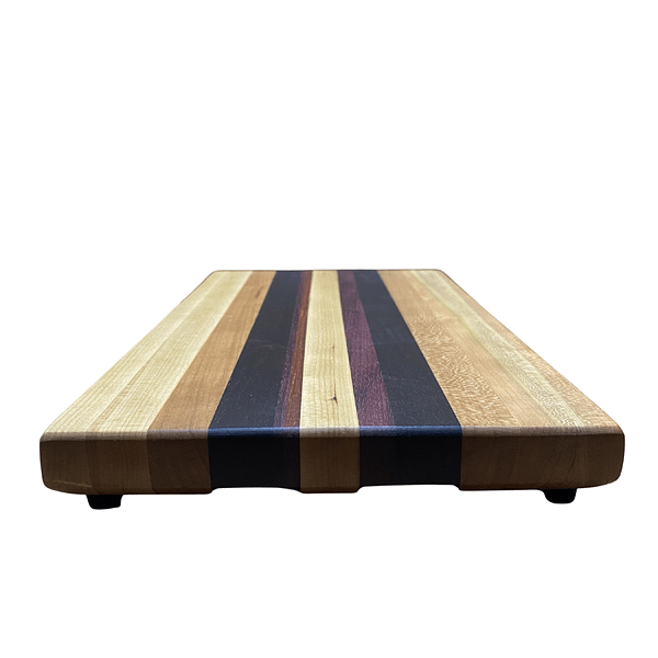 1 Edge Grain Hardwood Cutting Board – Cherry, Peruvian Walnut, Purpleheart & Bloodwood (14″ × 8″ × 1.25″)