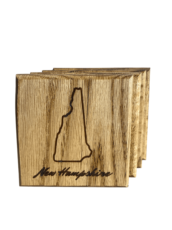 Photoroom_20250213_135445 New Hampshire State Coasters - Red Oak Wood - Rustic New England Decor - Housewarming Gift - Set of 4